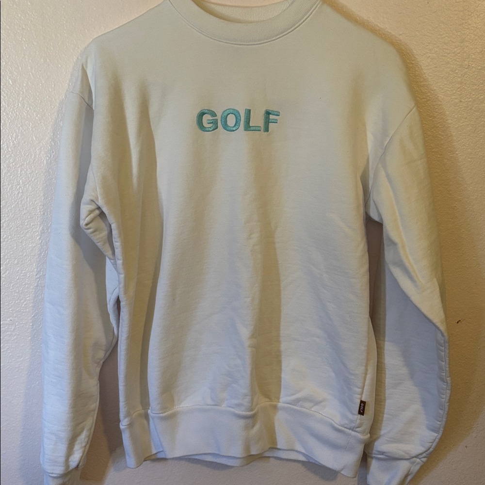 GOLF White Crewneck Sweater - Minimal Embroidered Logo